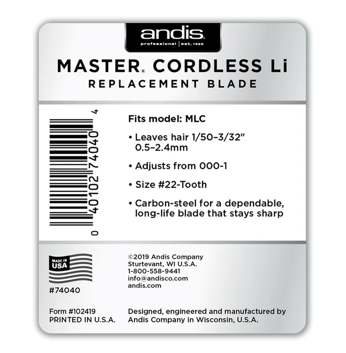 Andis Master Cordless Carbon Steel Replacement Blade - Size 000-1 (74040)