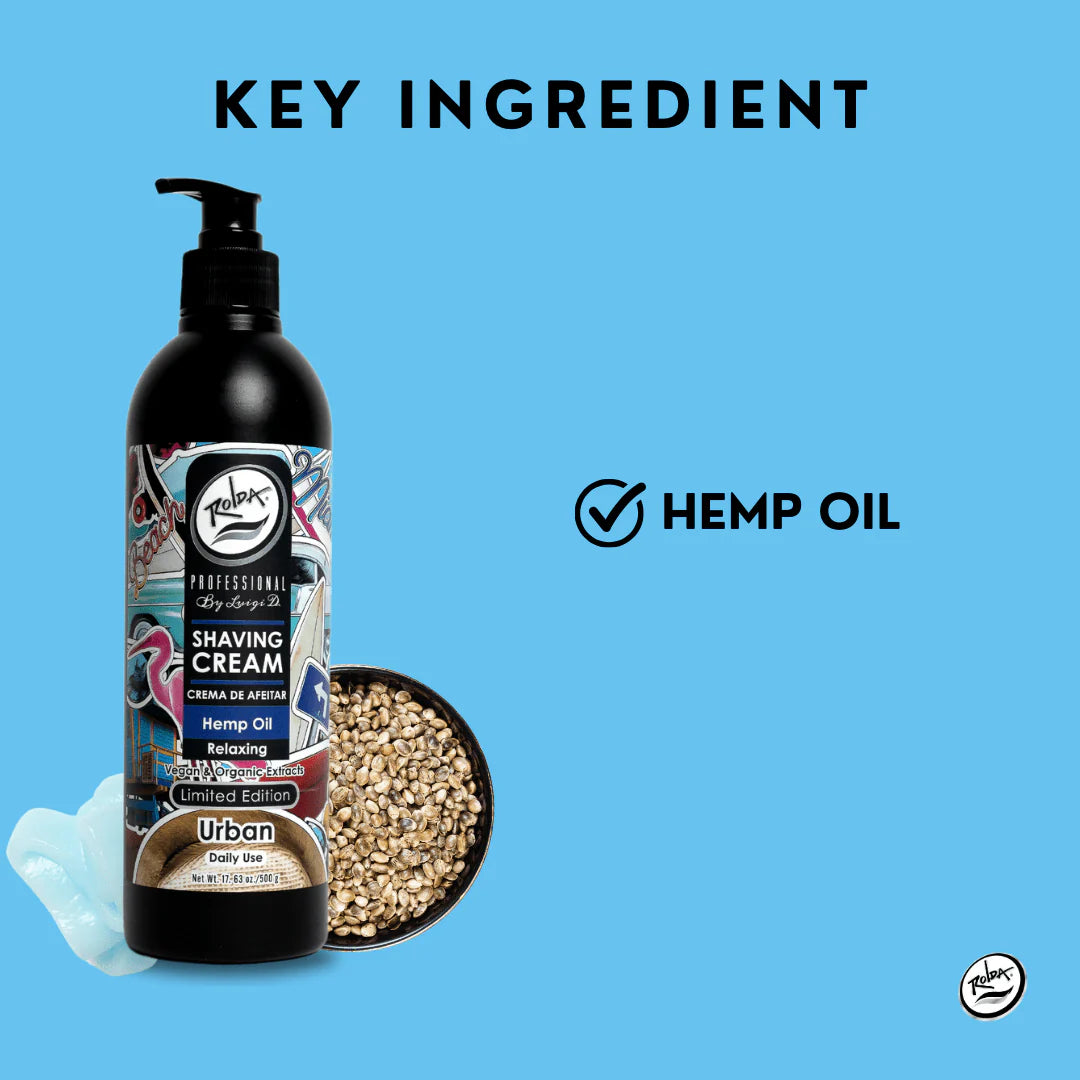 Rolda - Hemp Oil Shaving Cream For Sensitive Skin | Organic & Vegan Extracts, Vitamin Rich, Regulates Oil, Cream Lather, Smooth Shave