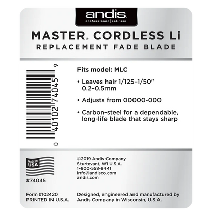 Andis Master Cordless Li Carbon-Steel Replacement Fade Blade (74045)