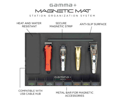Gamma Magnetic Barber Mat and Station Organizer with Anti-Slip Grip