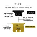 StyleCraft Fixed Gold Titanium X-Pro Wide Replacement Trimmer Blade w/ Black Diamond DLC The One Cutter Set (SC527GB)