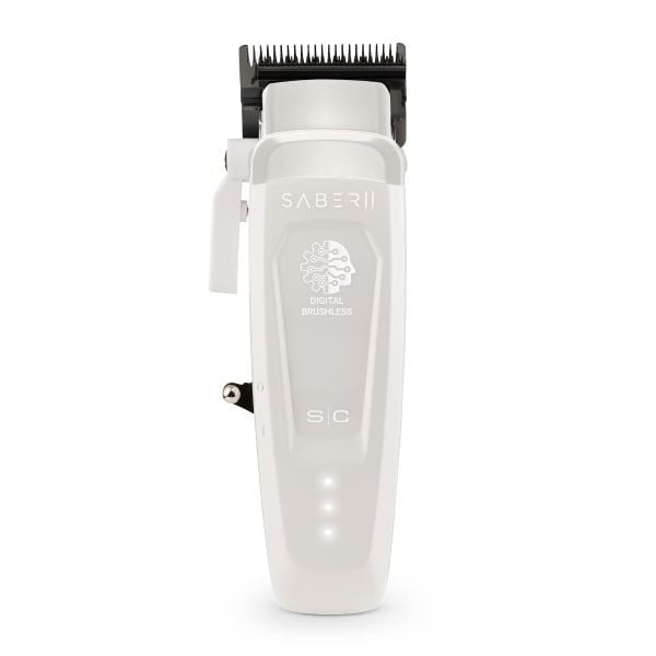 StyleCraft Saber 2.0 Cordless Modular Clipper w/ High-Torque Digital Brushless Motor - White