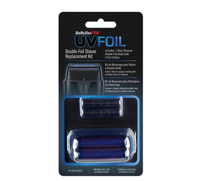 BaBylissPRO Black with Blue Titanium Cutters UV Foil Double-Foil Shaver Replacement Kit (FXLRF2MB)
