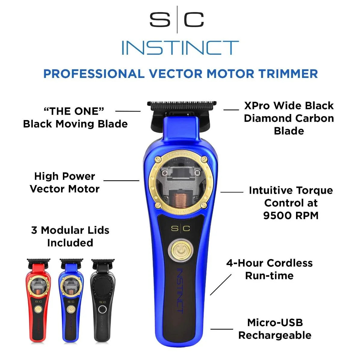 StyleCraft Instinct Cordless Trimmer w/ Vector Motor & Intuitive Torque Control (SC407M)